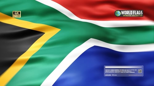 Waving South African Flag Seamless Loop Animation