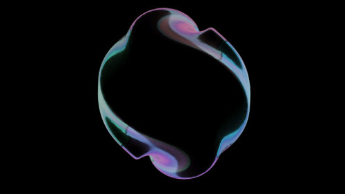Irisierende abstrakte, flüssige Form, holographische Farben, dynamische moderne Kunst