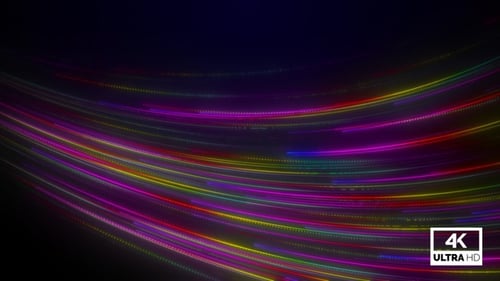 Abstract Wavy Neon Light Trails Loop Background
