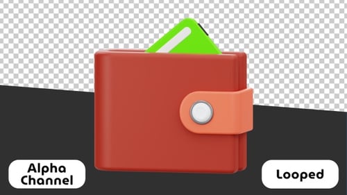 Rotating 3D Wallet Icon Loop Animation
