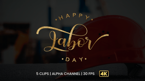 Animated Happy Labor Day Calligraphic Text Reveals Pack
