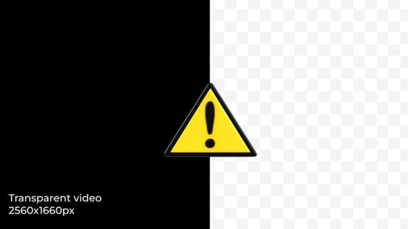 3D Warning Sign Animation (4K, Transparent), Elements Motion Graphics ...