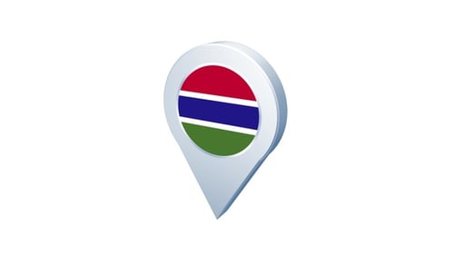 Gambia Flag 3D Map Pointer Icon Rotation Animation