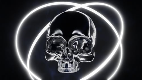 Skull in Neonn Ring VJ Loop 4K