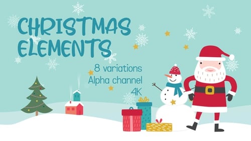 Flat Design Christmas Character Animations and Winter Landscape Elements