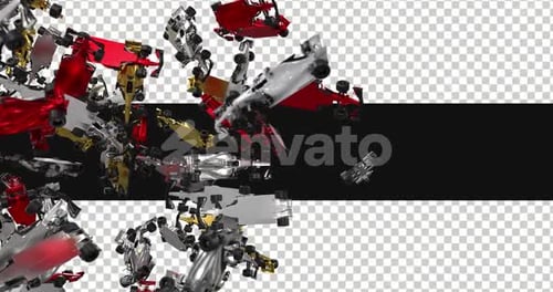Dynamic 3D Race Cars Flying Transition
