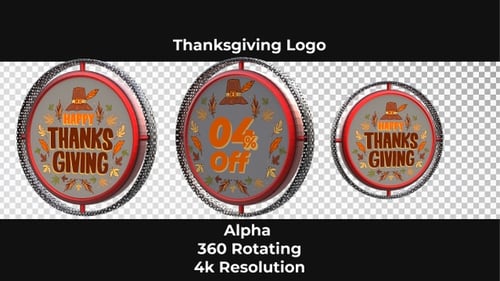 Happy Thanksgiving 3D Rotating Badge Animation