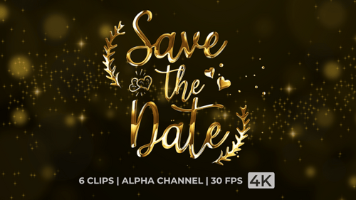 Shimmering Metallic Save the Date Text Animation for Events