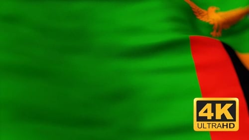 Realistic Waving Flag of Zambia Loopable Animation