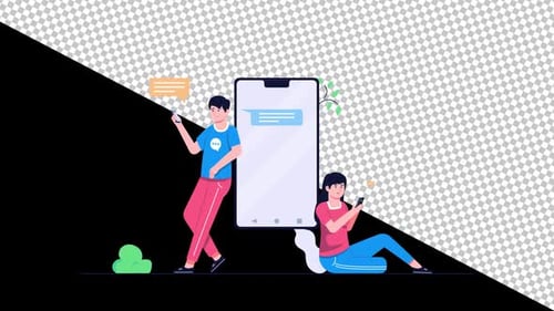 Flat Design People Using Smartphones for Chat
