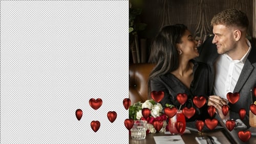 Floating Red 3D Hearts Romantic Overlay Background Animation