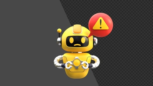 3D Animation of Chat Bot Warning Notification | Alpha Channel