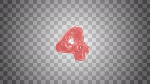Fluid Red Number Four Wobbly Animation Reveal