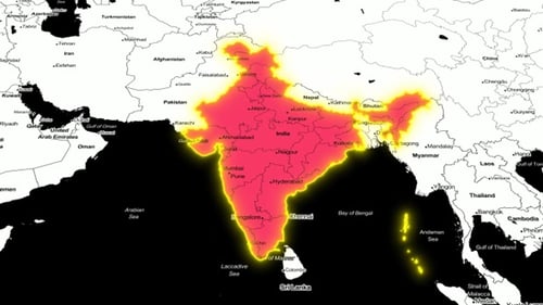 Animated Map of India Revealing with a Bright Glow Effect