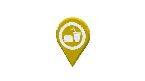 Food Court Map Location Pin Yellow V4