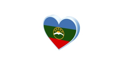 Drapeau Karachay Cherkessia en forme de cœur