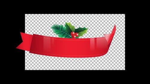 Christmas Red Ribbon Banner with Holly Lower Third