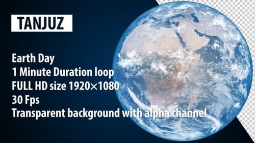 Realistic Rotating Earth Globe with Alpha Channel