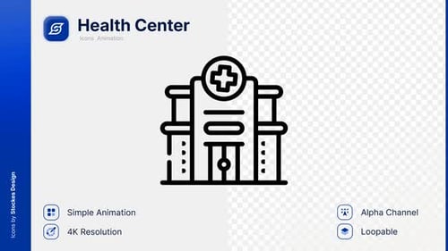 Animated Line Icon of a Minimalist Health Center Building