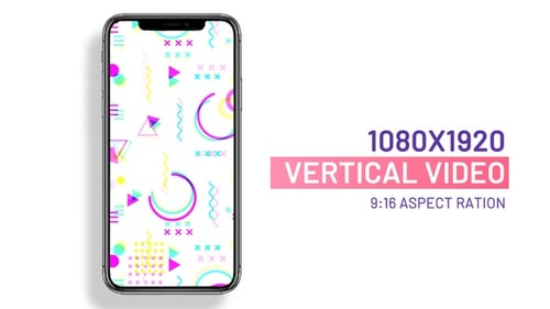 Memphis style looping geometric background pattern vertical video for social media posts