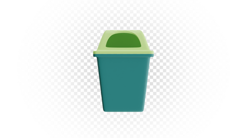 3D Render of a Green Plastic Trash Can for Recycling and Waste Management