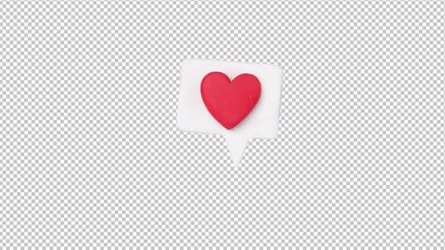 3D Heart Like Icon in Speech Bubble Pop Up Animation