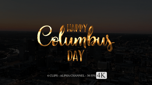 Animated Glowing Metallic Happy Columbus Day Titles
