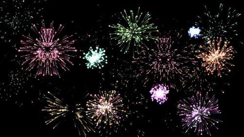 Vibrant Colorful Fireworks Bursting Particle Effects