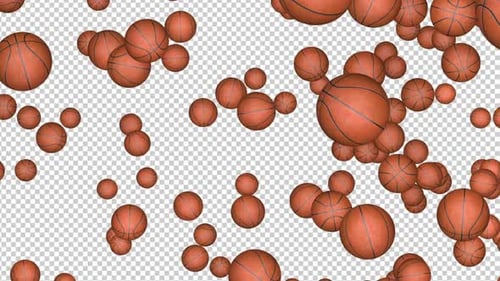Animationshintergrund mit fallenden Basketbällen, auf Alpha-Kanal, Loop