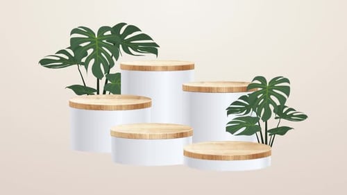 Wood Podium Presentation Mock Up Wooden Show Cosmetic Product Display Stage