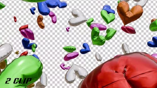 Falling Colorful Heart Balloons Celebration Animation