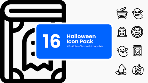 Animated Flat Design Halloween Icon Pack