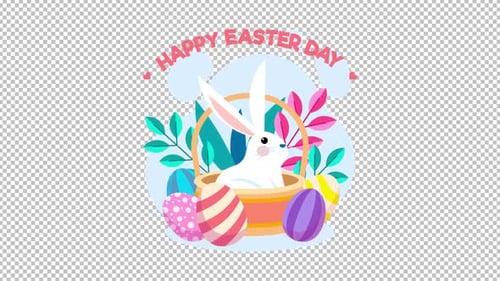 Frohe Ostern: Osterhase mit bunten Eiern