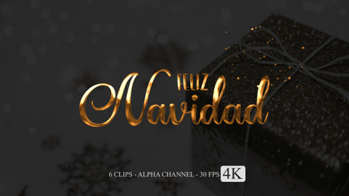 Animated Metallic Script Feliz Navidad Christmas Titles