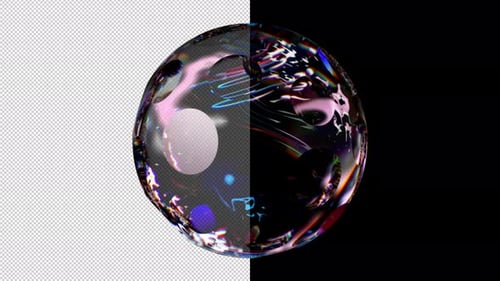 Abstract Futuristic Glass Orb with Holographic Light Refractions