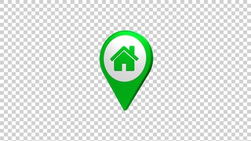 3D Animated Home Location Map Pin Icon