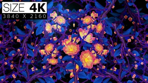 Surreal Glowing Floral Pattern Seamless Loop