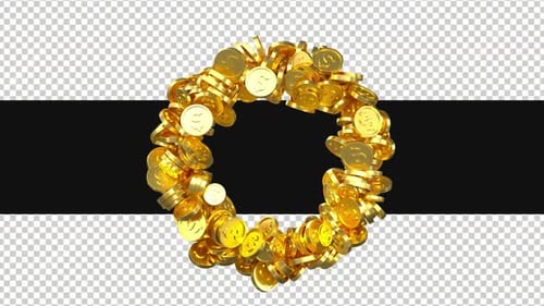 Seamless Loop of Rotating Golden Dollar Coins