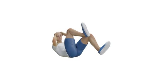 3D Man Performing Abdominal Crunches Fitness Animation