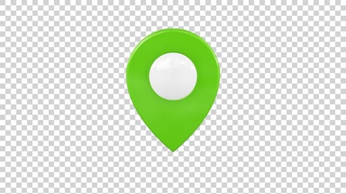 Animated 3D Green Location Pin Icon Alpha Loop V2