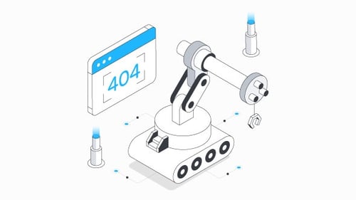 Robotic Error Isometric Animation Alpha Channel