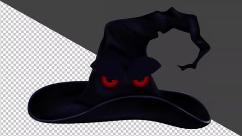 Animated Halloween Witch Hat with Glowing Red Eyes