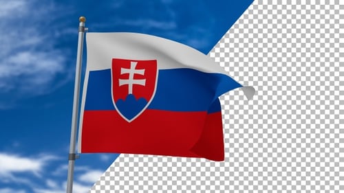 Waving Flag of Slovakia with Alpha Channel
