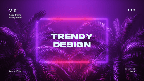 Purple Neon Frame And Palm Trees Loop