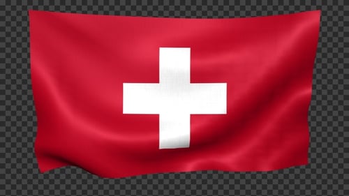 Realistic Waving Switzerland Flag Loop with Alpha Channel