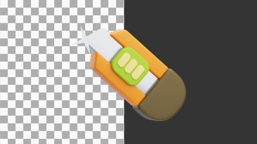 Animación 3D de Retractable Utility Cutter | Alpha Channel