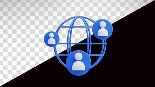 Animated 3D Globe with People Icons Representing Global Network