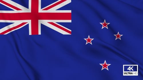 New Zealand National Flag Waving in Seamless Loop
