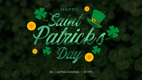 Metallic Happy Saint Patrick's Day Text Reveal Animation