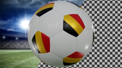 Animated Belgium Flag Soccer Ball Spinning in Stadium
